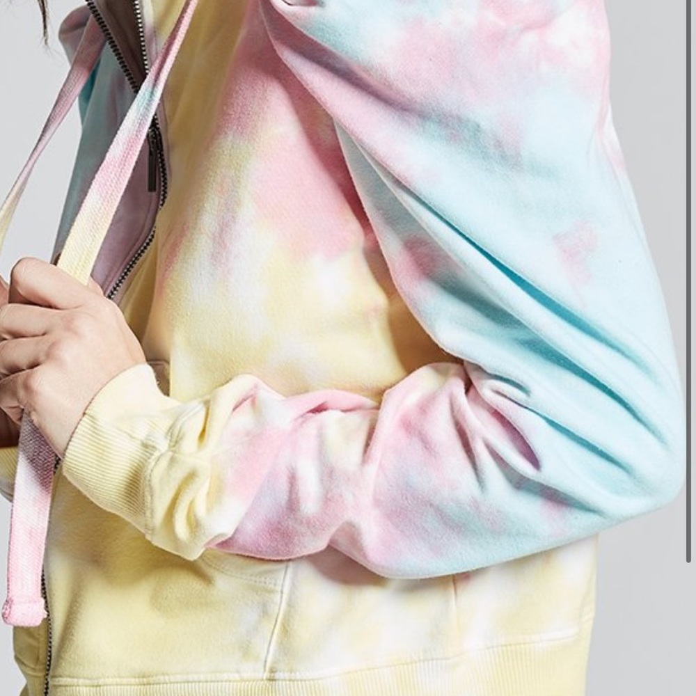 Spring Tie Dye Crop Puff Sleeve Hoodie